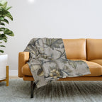 William Morris Style Forest Tales Cabincore Pattern Beige Throw Blanket Gallery Image 1