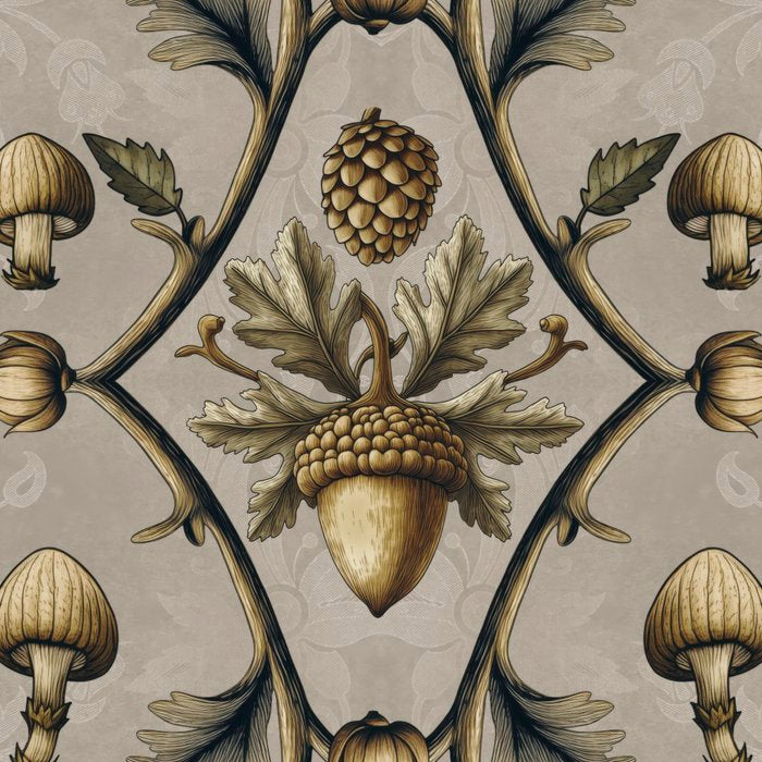 William Morris Style Forest Tales Cabincore Pattern Beige Coffee Mug Gallery Image 2
