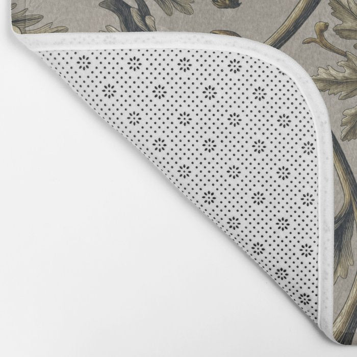 William Morris Style Forest Tales Cabincore Pattern Beige Bath Mat Gallery Image 2