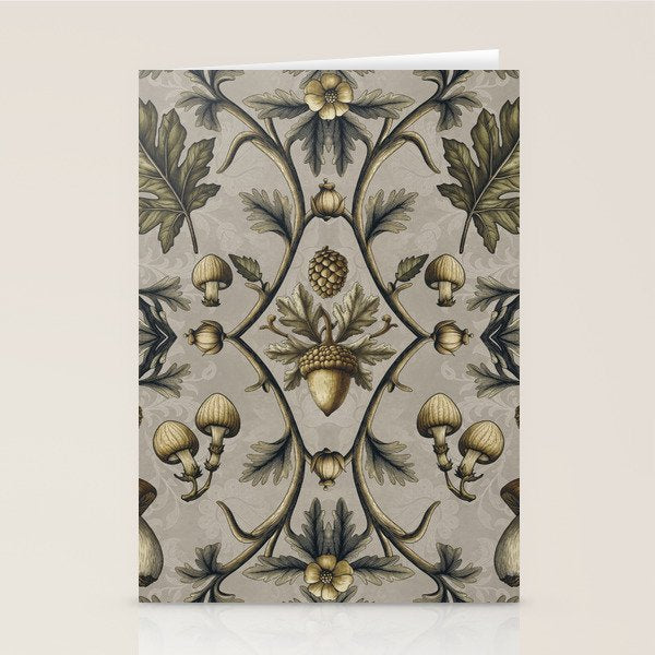 William Morris Style Forest Tales Cabincore Pattern Beige Stationery Card Gallery Image 2