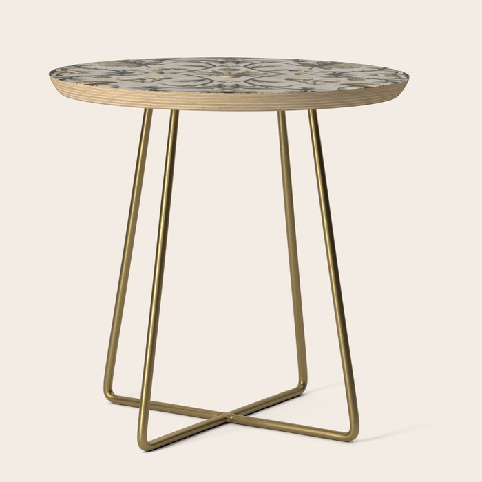 William Morris Style Forest Tales Cabincore Pattern Beige Side Table Gallery Image 1