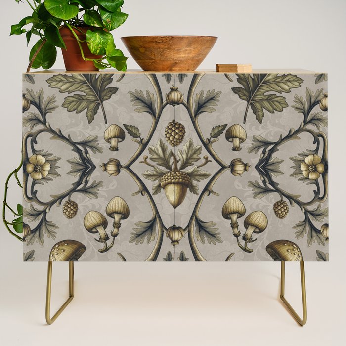 William Morris Style Forest Tales Cabincore Pattern Beige Credenza Gallery Image 1