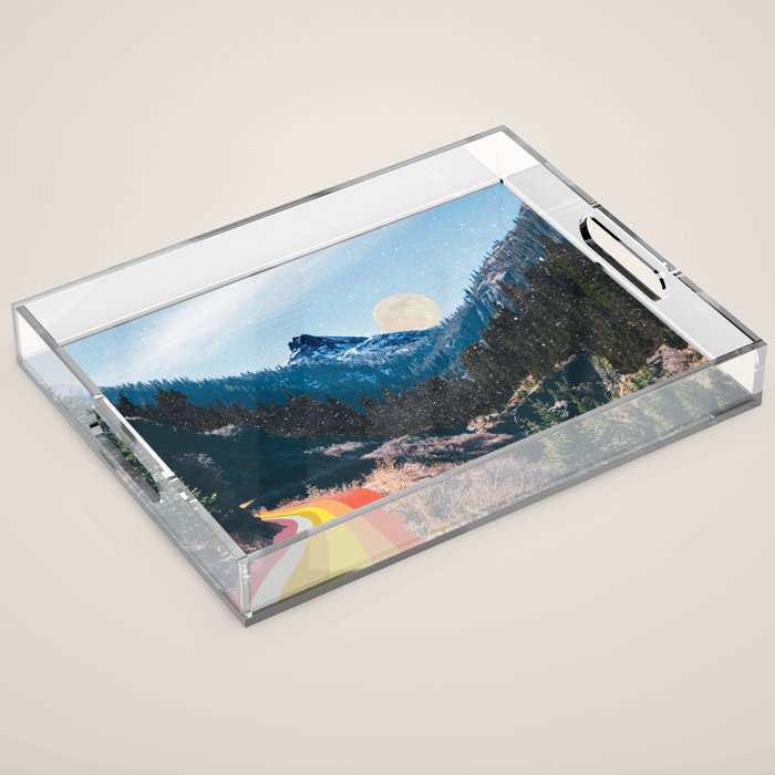 1960's Style Mountain Collage Acrylic Tray Gallery Image 1