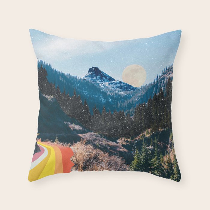 1960's Style Mountain Collage Throw Pillow Gallery Image 6