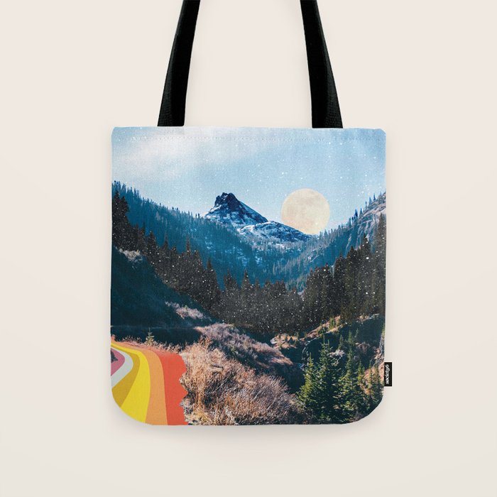 1960's Style Mountain Collage Tote Bag Gallery Image 1