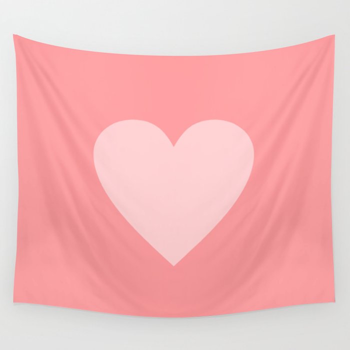 Cute Blush Pink Heart Minimal Pastel Wall Tapestry Gallery Image 4