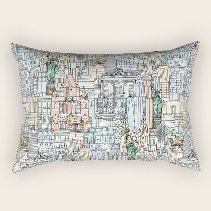 New York watercolor Rectangular Pillow Gallery Image 2