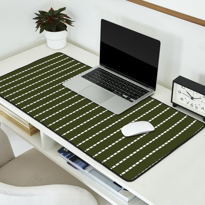 Dashed Lines (Olive Green) Desk Mat Gallery Image 2