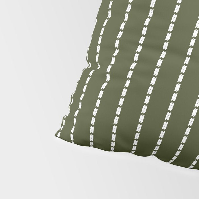 Dashed Lines (Olive Green) Pillow Sham Gallery Image 4