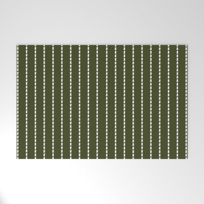 Dashed Lines (Olive Green) Welcome Mat Gallery Image 1