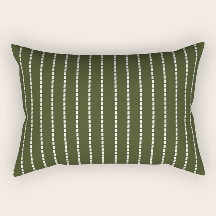 Dashed Lines (Olive Green) Rectangular Pillow Gallery Image 2
