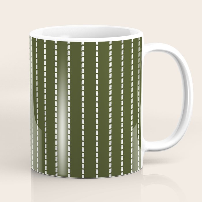Dashed Lines (Olive Green) Coffee Mug Gallery Image 1