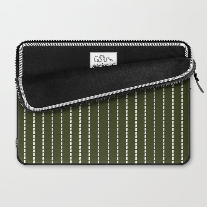 Dashed Lines (Olive Green) Laptop Sleeve Gallery Image 2