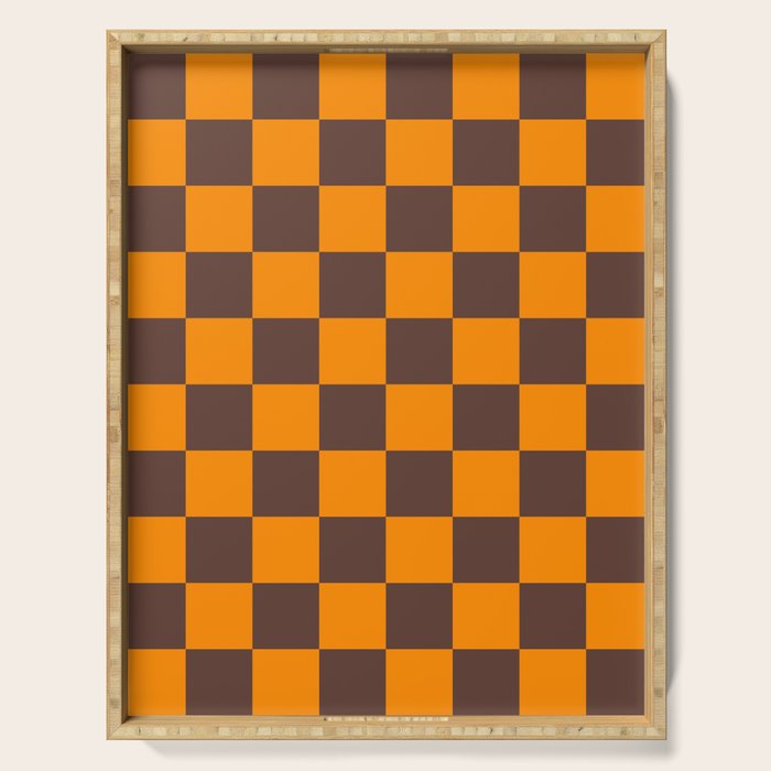 Chocolate x Tangerine Mixed Checker Serving Tray Gallery Image 1