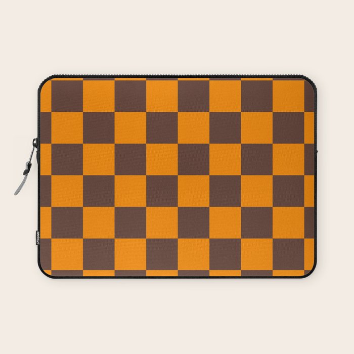 Chocolate x Tangerine Mixed Checker Laptop Sleeve Gallery Image 1