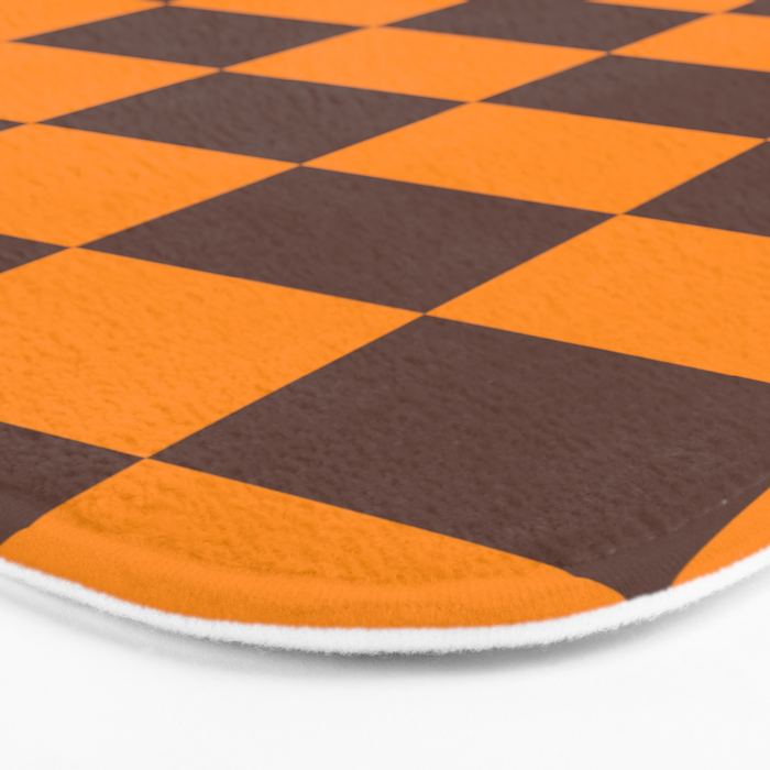 Chocolate x Tangerine Mixed Checker Bath Mat Gallery Image 3