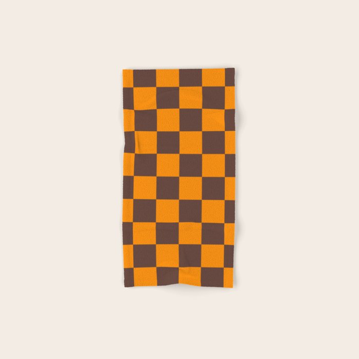 Chocolate x Tangerine Mixed Checker Bath Towel Gallery Image 1