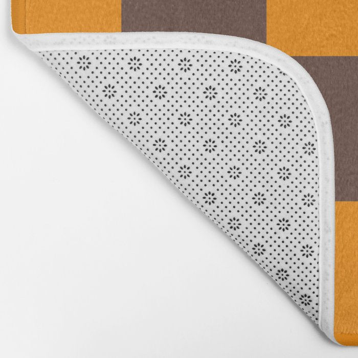 Chocolate x Tangerine Mixed Checker Bath Mat Gallery Image 2