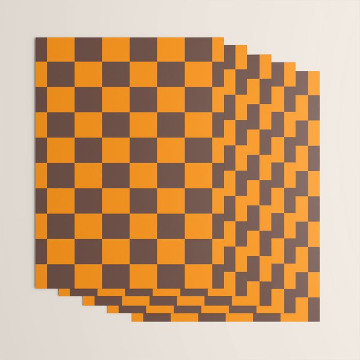 Chocolate x Tangerine Mixed Checker Wrapping Paper Gallery Image 3