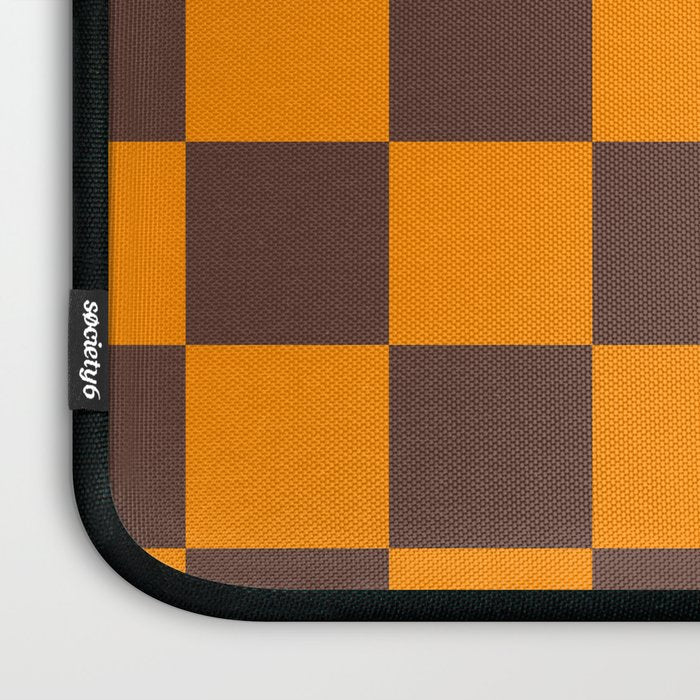 Chocolate x Tangerine Mixed Checker Laptop Sleeve Gallery Image 3