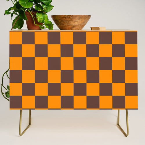 Chocolate X Tangerine Mixed Checker Credenza