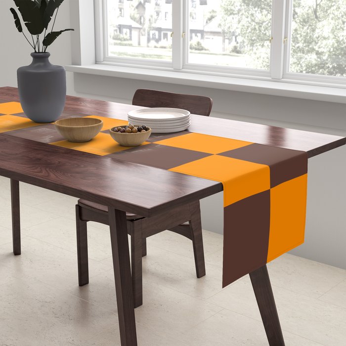 Chocolate x Tangerine Mixed Checker Table Runner Gallery Image 2