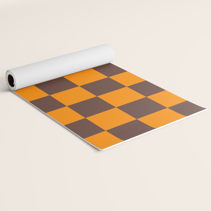 Chocolate x Tangerine Mixed Checker Yoga Mat Gallery Image 2