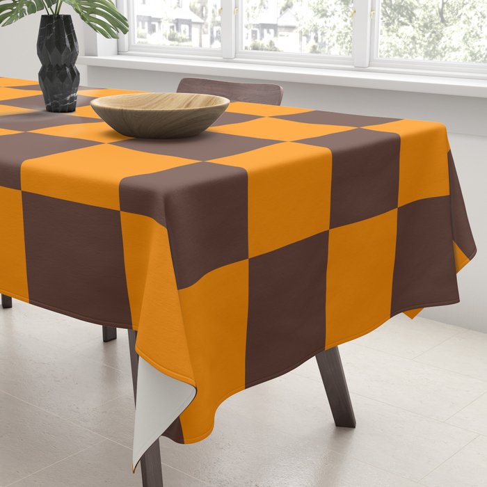 Chocolate x Tangerine Mixed Checker Tablecloth Gallery Image 3