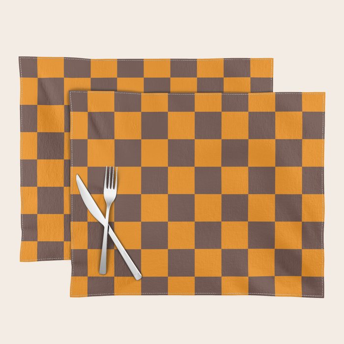 Chocolate x Tangerine Mixed Checker Placemat Gallery Image 1