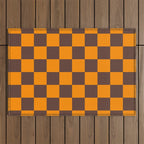 Chocolate x Tangerine Mixed Checker Outdoor Rug Gallery Image 1