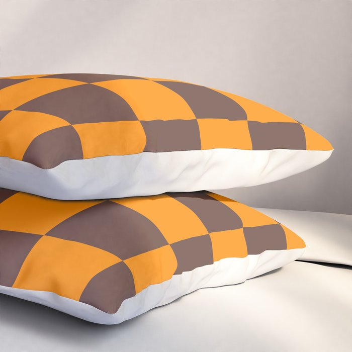Chocolate x Tangerine Mixed Checker Pillow Sham Gallery Image 3