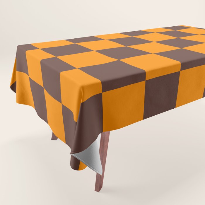 Chocolate x Tangerine Mixed Checker Tablecloth Gallery Image 1