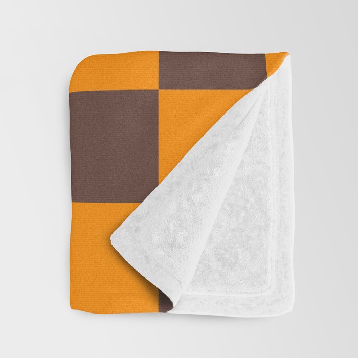 Chocolate x Tangerine Mixed Checker Throw Blanket Gallery Image 3