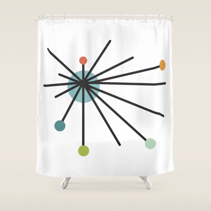 Vintage Atomic Age Mid Century Modern Shower Curtain Gallery Image 1