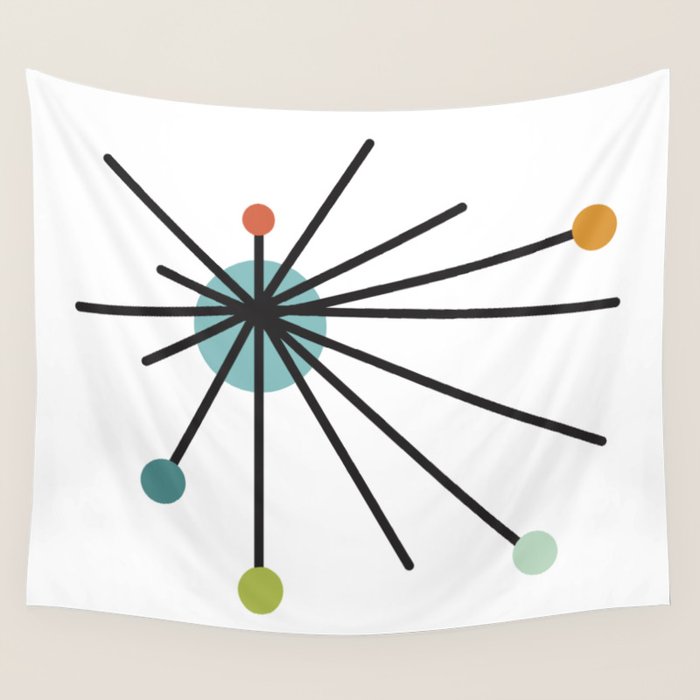 Vintage Atomic Age Mid Century Modern Wall Tapestry Gallery Image 1