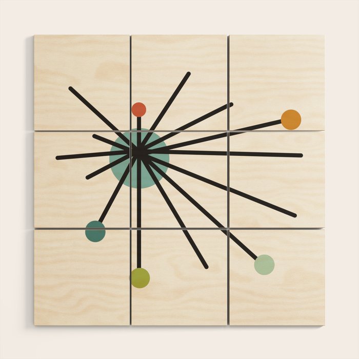 Vintage Atomic Age Mid Century Modern Wood Wall Art Gallery Image 1