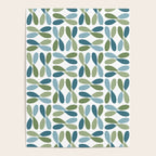 Retro Mid Century Modern Abstract Leaf Pattern Teal Blue Dill Green Poster Gallery Image 4