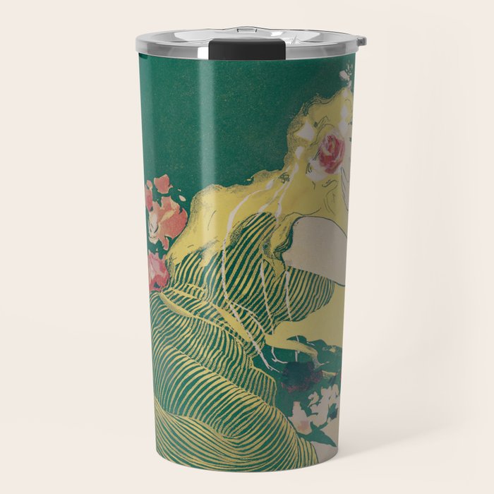 Fantasy Art Deco Woman With Pet Tiger Self culture (edited) - The Werner Company - 1890-1900 Travel Mug Gallery Image 1