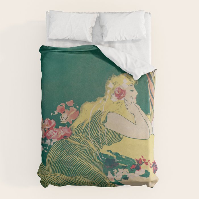 Fantasy Art Deco Woman With Pet Tiger Self culture (edited) - The Werner Company - 1890-1900 Duvet Cover Gallery Image 6
