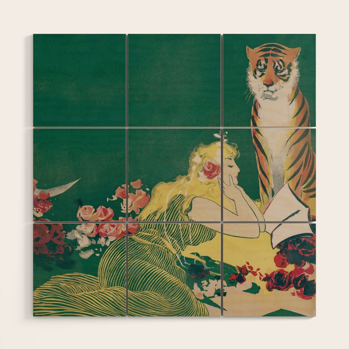 Fantasy Art Deco Woman With Pet Tiger Self culture (edited) - The Werner Company - 1890-1900 Wood Wall Art Gallery Image 1