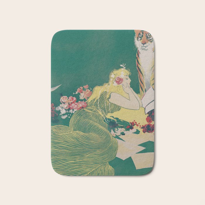 Fantasy Art Deco Woman With Pet Tiger Self culture (edited) - The Werner Company - 1890-1900 Bath Mat Gallery Image 1