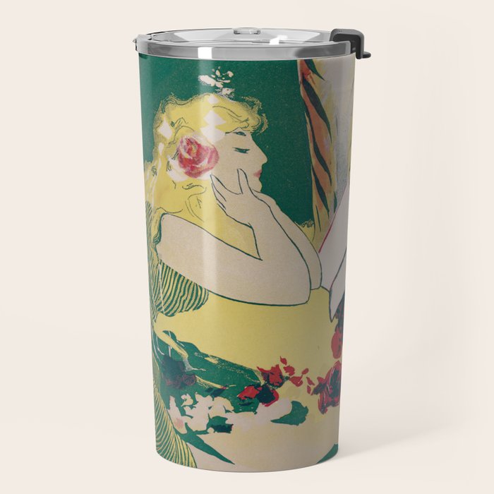 Fantasy Art Deco Woman With Pet Tiger Self culture (edited) - The Werner Company - 1890-1900 Travel Mug Gallery Image 2