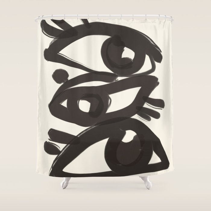 Abstract line art eyes 3 Shower Curtain Gallery Image 1