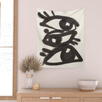 Abstract line art eyes 3 Wall Tapestry Gallery Image 2