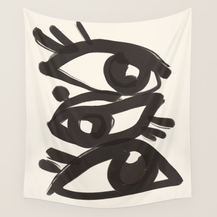 Abstract line art eyes 3 Wall Tapestry Gallery Image 4