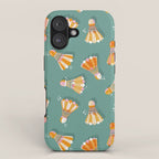 Badminton Birdies - Peach OmbrÃ© on Turquoise iPhone Case Gallery Image 1
