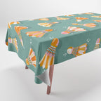 Badminton Birdies - Peach OmbrÃ© on Turquoise Tablecloth Gallery Image 1