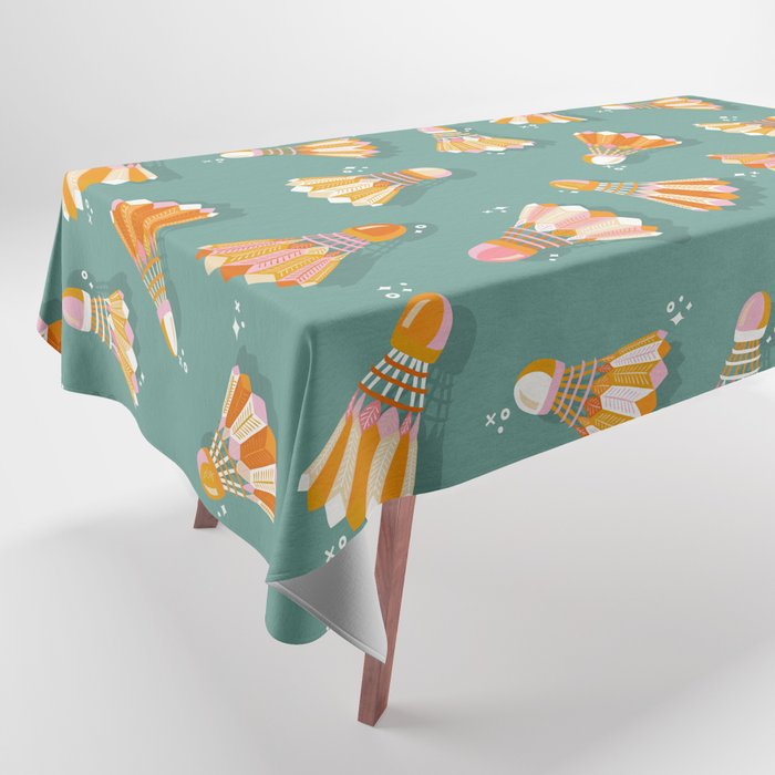 Badminton Birdies - Peach OmbrÃ© on Turquoise Tablecloth Gallery Image 1