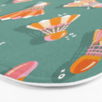 Badminton Birdies - Peach OmbrÃ© on Turquoise Bath Mat Gallery Image 3