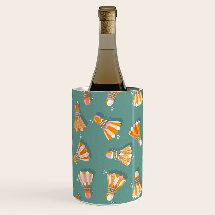 Badminton Birdies - Peach OmbrÃ© on Turquoise Wine Chiller Gallery Image 3